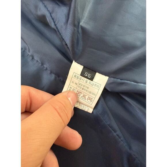 Women's Blue Leather Long Sleeves Zip Up Bomber Jacket Size 55 - Picture 4 of 5